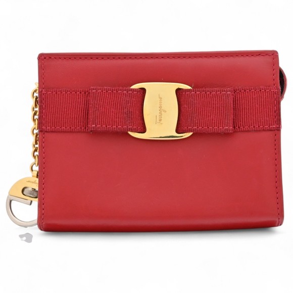 Salvatore Ferragamo Ferragamo Vara Pouch in Red and Gold - Picture 1 of 9